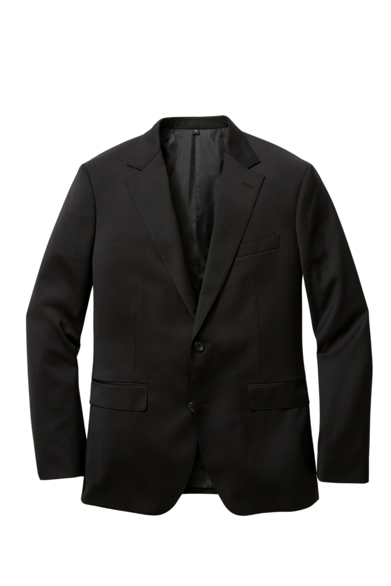 BLack Wool Stretch 2-Button Notch Lapel Suit