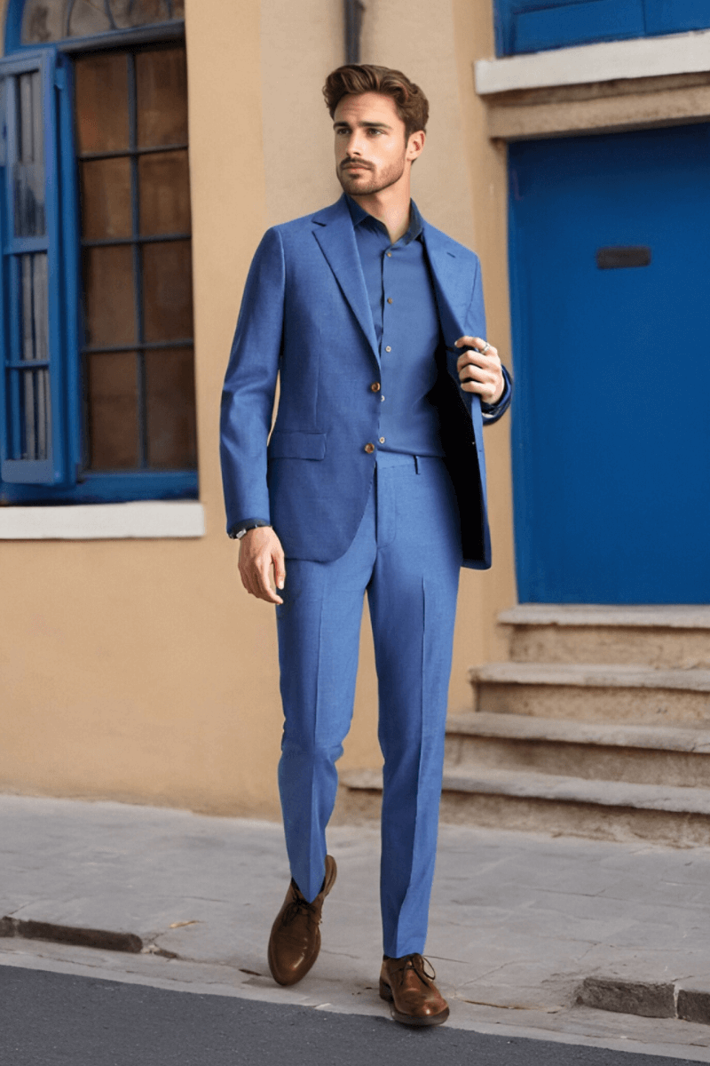 Sapphire Blue 2 Piece Notch Lapel 2-Button Suit