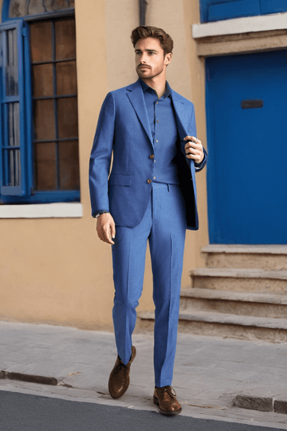Sapphire Blue 2 Piece Notch Lapel 2-Button Suit
