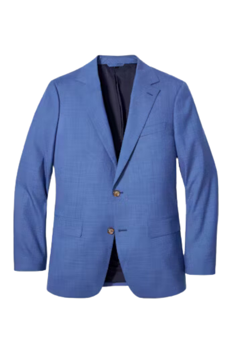 BLue Wool Stretch 2-Button Notch Lapel Suit