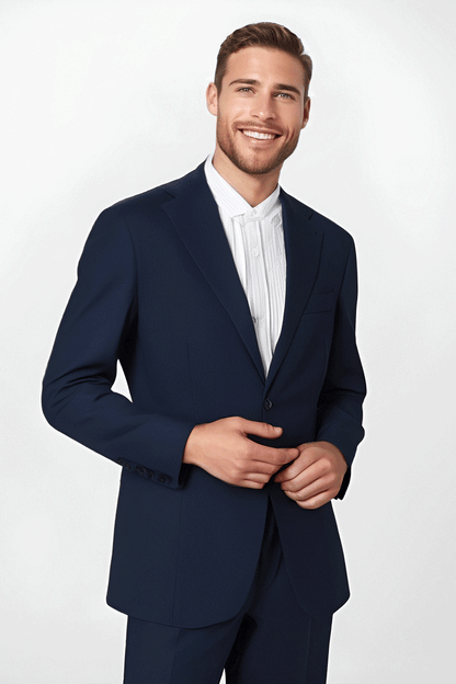 Traje de 2 piezas de corte regular y 2 botones en color azul basalto