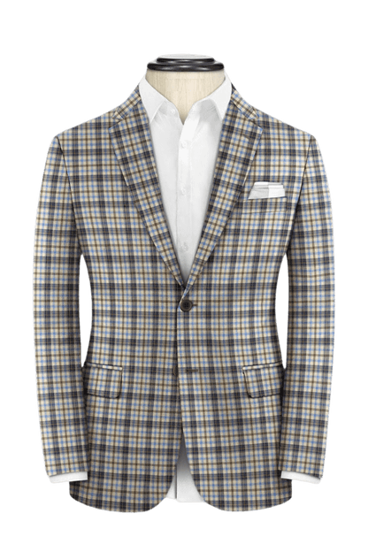 Beige Plaid 2-Button Wool 3-Piece Suit