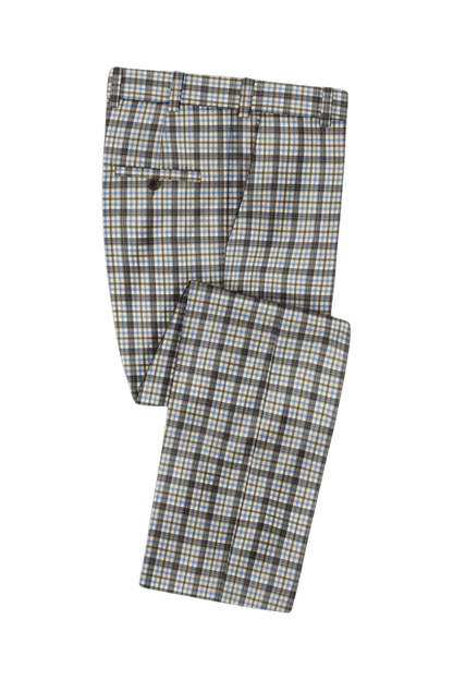 Beige Plaid 2-Button Wool 3-Piece Suit