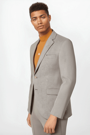 Beige Gray Slim Fit 2 piece 2-Button Suit