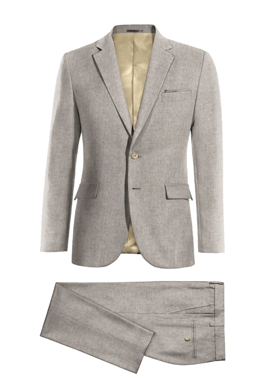 Beige Gray Slim Fit 2 piece 2-Button Suit