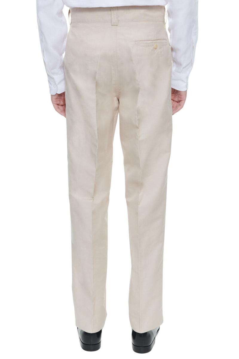 Beige White Slack 2 piece 2-Button Suit