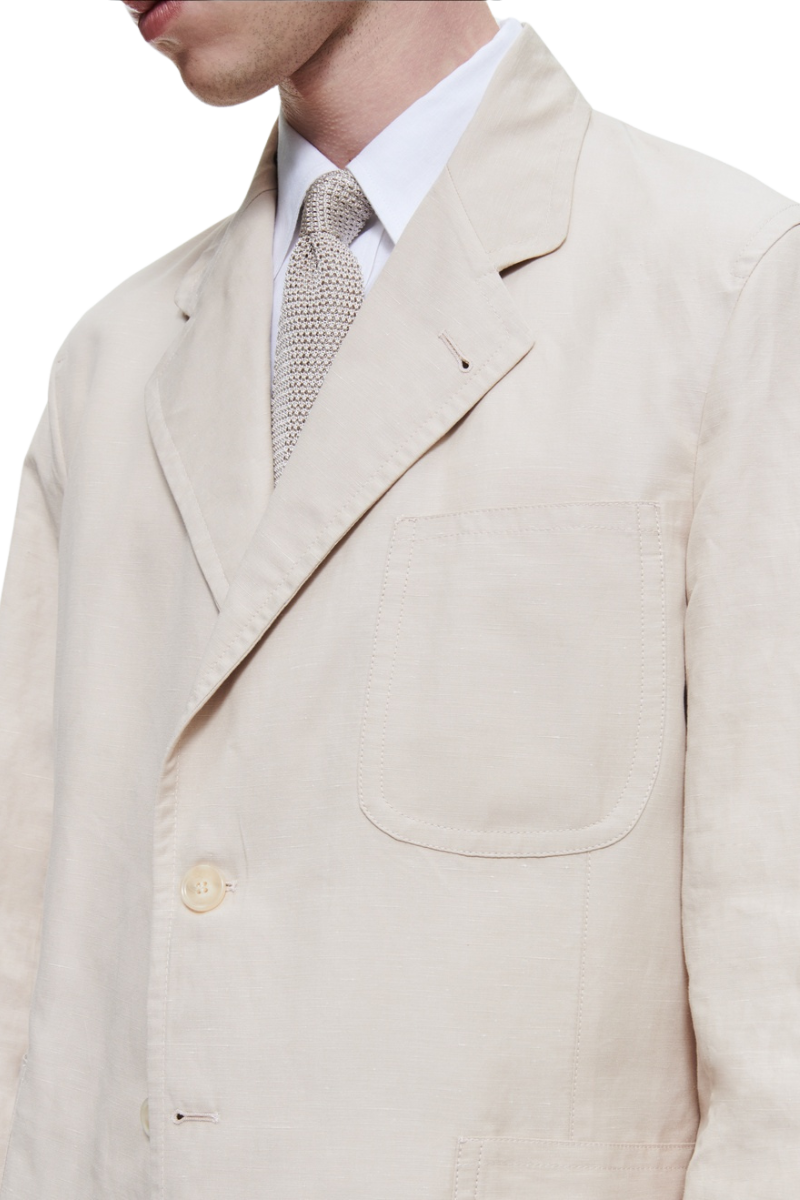 Beige White Slack 2 piece 2-Button Suit