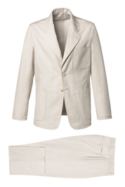 Beige White Slack 2 piece 2-Button Suit