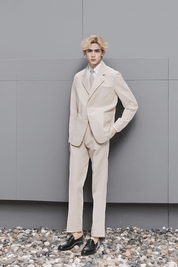 Beige White Slack 2 piece 2-Button Suit