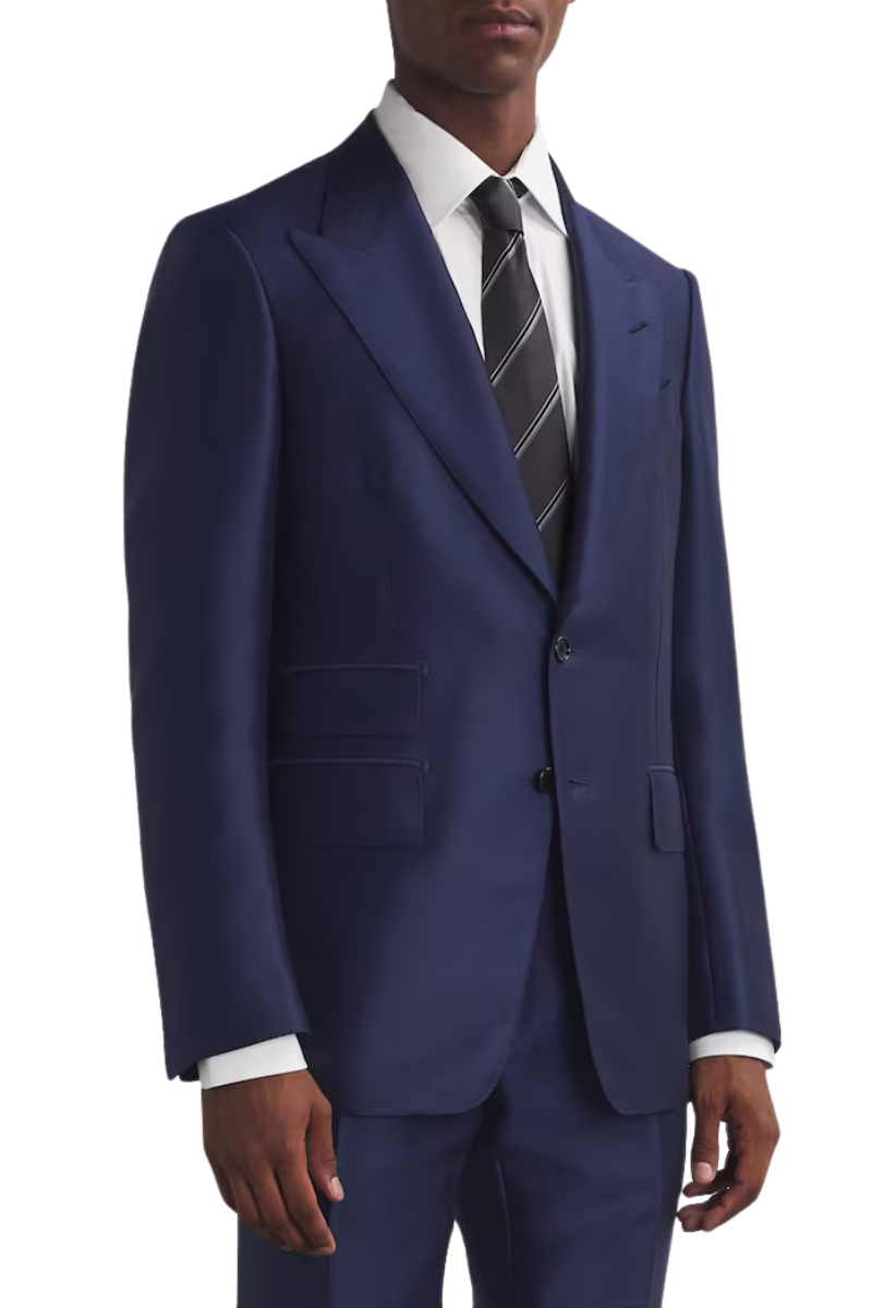 Biue Regular fit 2-Piece 2 Button Suit