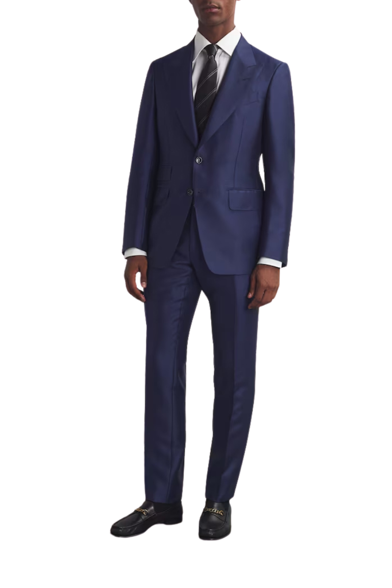 Biue Regular fit 2-Piece 2 Button Suit