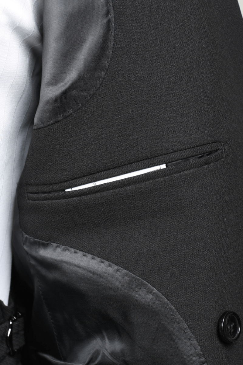 Costume noir coupe slim premium à 1 bouton 