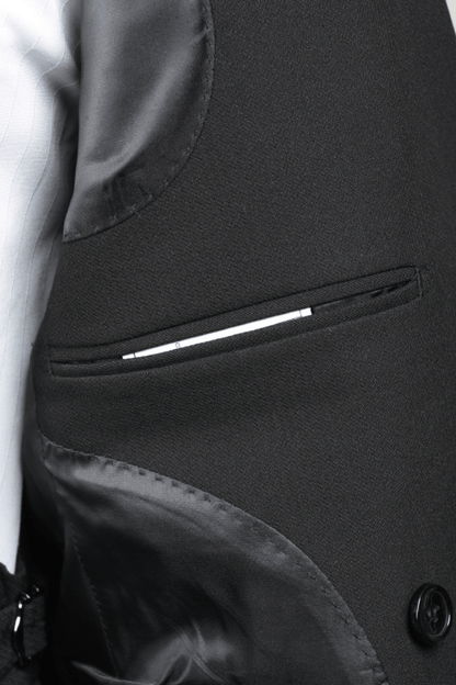 Costume noir coupe slim premium à 1 bouton 