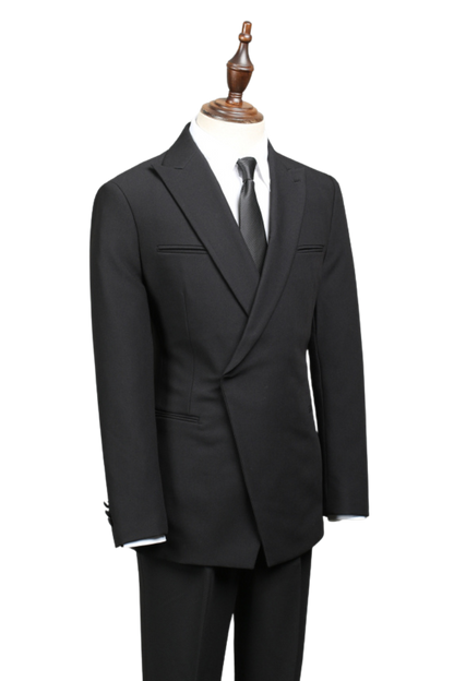 Costume noir coupe slim premium à 1 bouton 