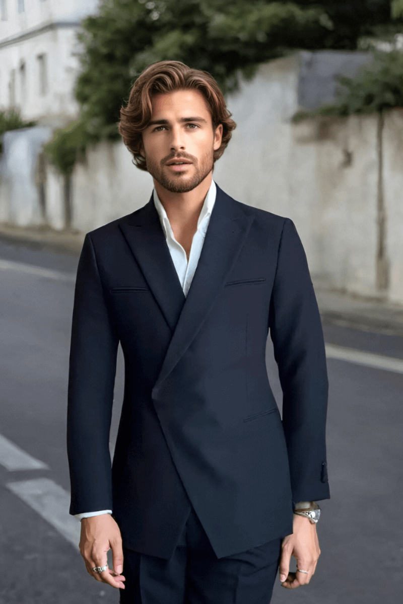 Costume noir coupe slim premium à 1 bouton 