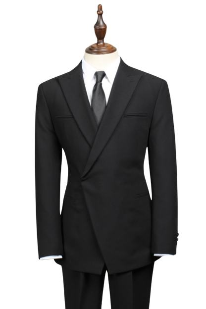 Costume noir coupe slim premium à 1 bouton 