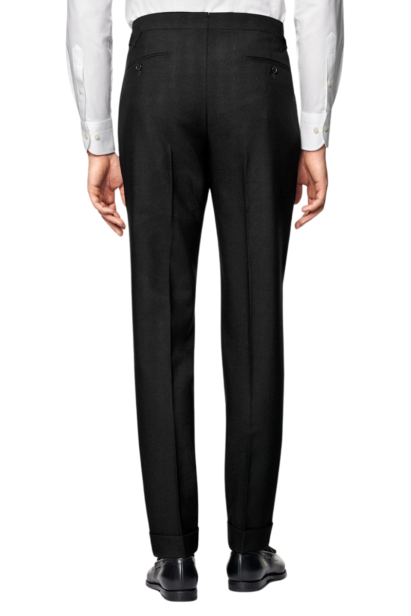 Black 2-Button Wool Single Breasted Suit