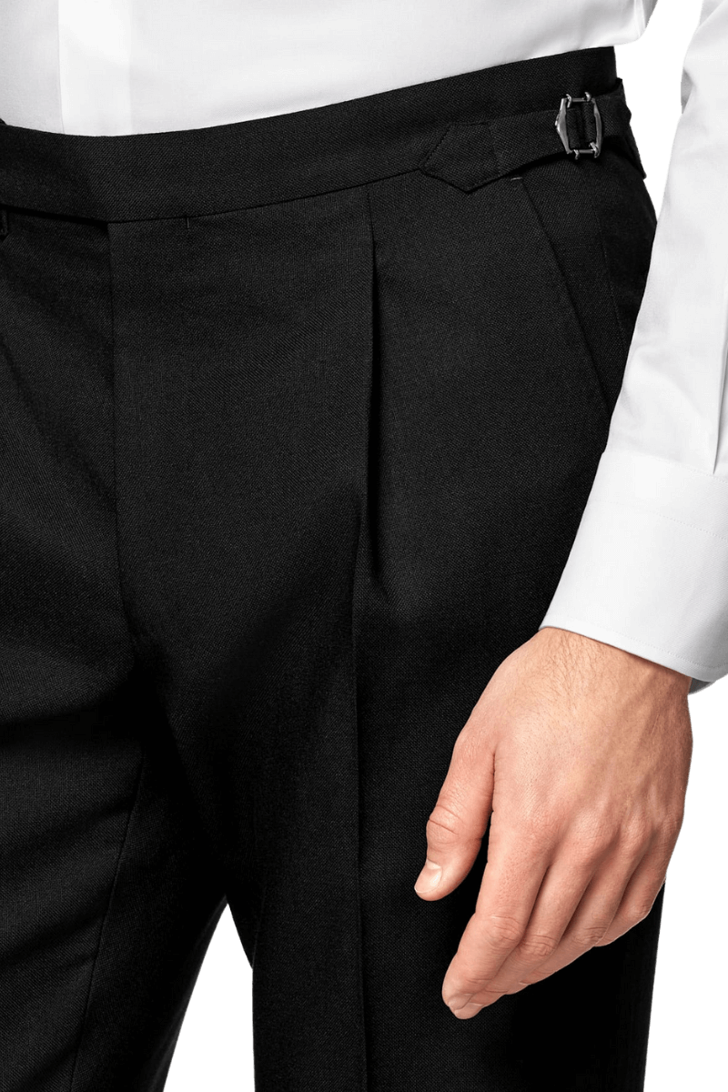 Black 2-Button Wool Single Breasted Suit