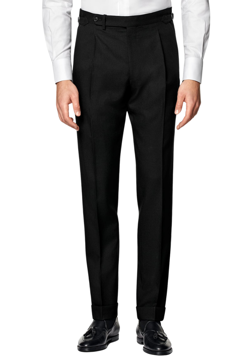 Black 2-Button Wool Single Breasted Suit