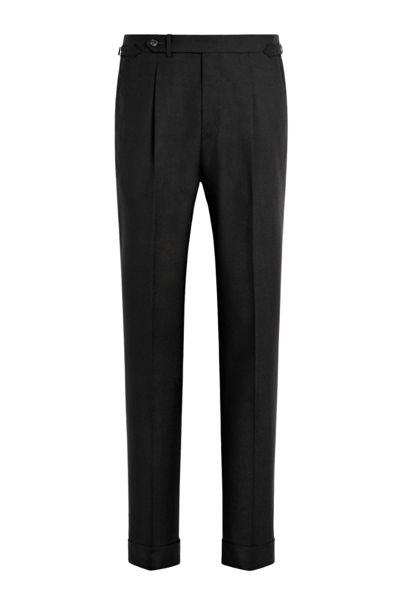 Black 2-Button Wool Single Breasted Suit