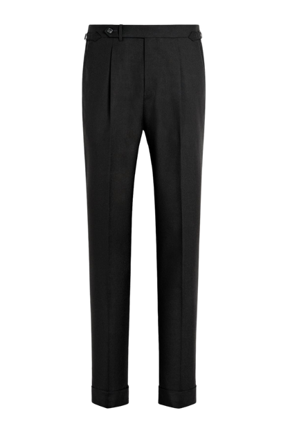 Black 2-Button Wool Single Breasted Suit