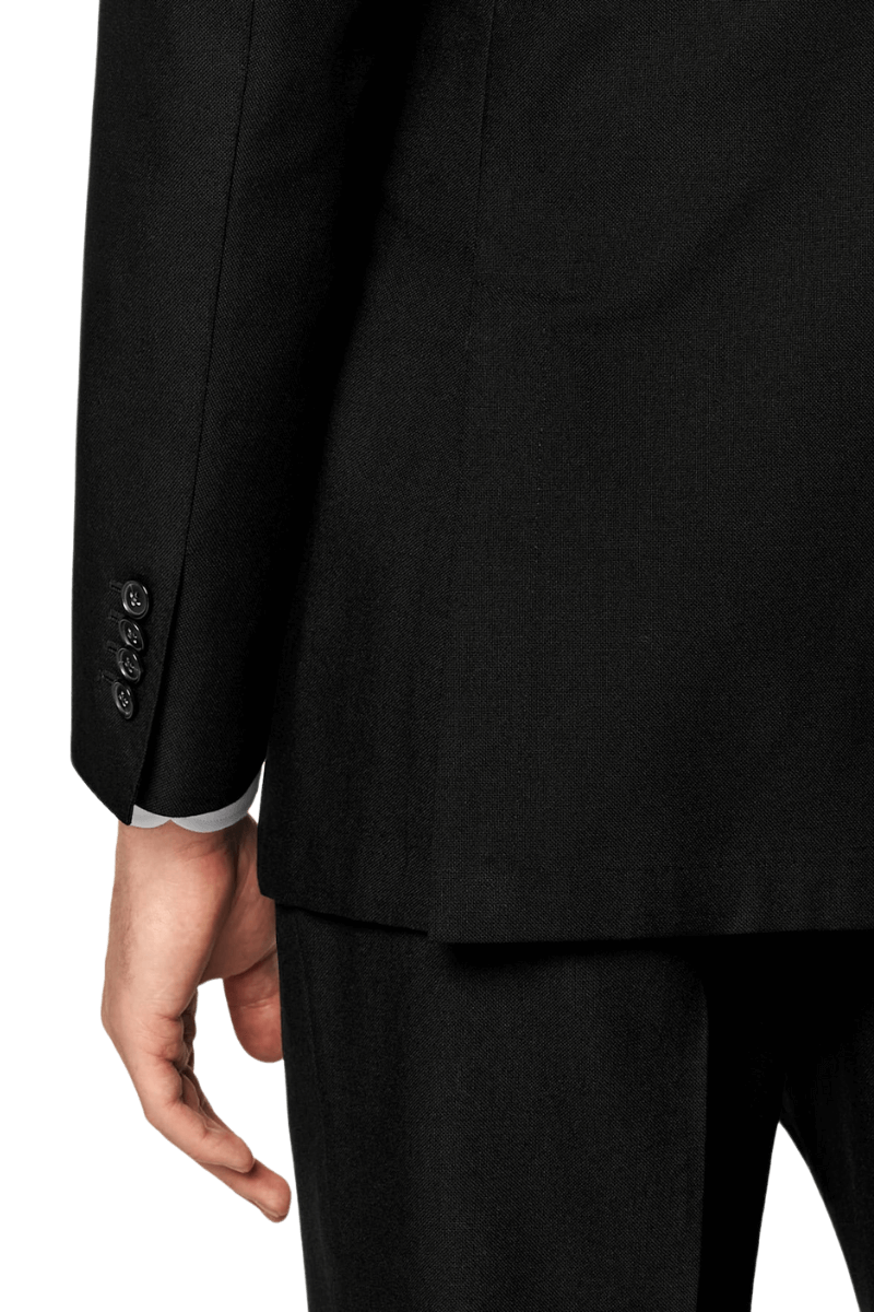 Black 2-Button Wool Single Breasted Suit