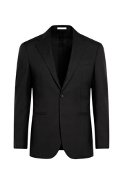 Black 2-Button Wool Single Breasted Suit