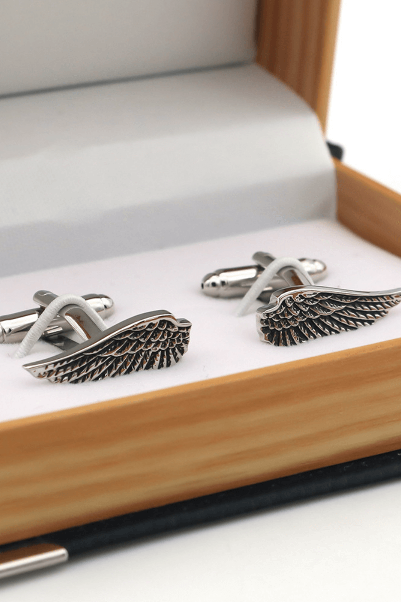 Black Angel Wings Cufflinks In Stainless Steel