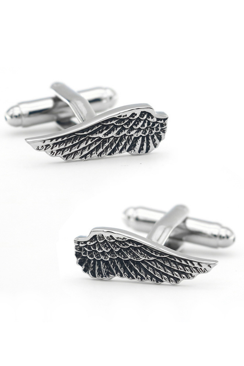 Black Angel Wings Cufflinks In Stainless Steel