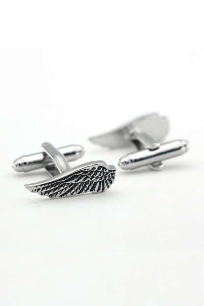 Black Angel Wings Cufflinks In Stainless Steel