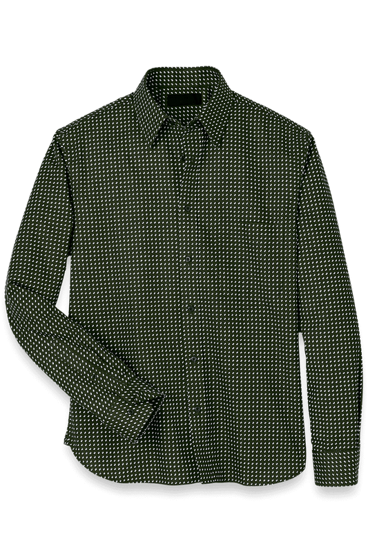 Black Cotton Dots Casual Shirt