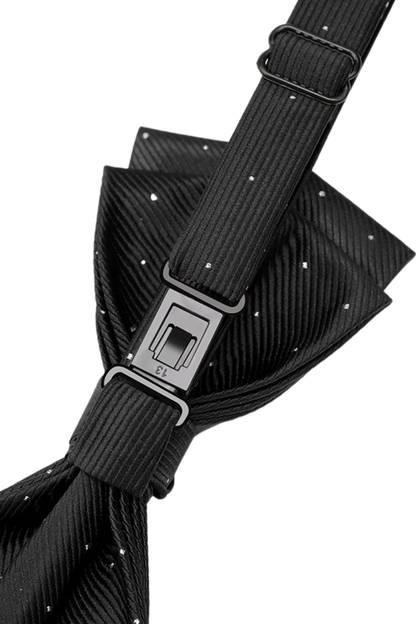 Black Elegant Polka Dots Pre-Tied Bow Tie