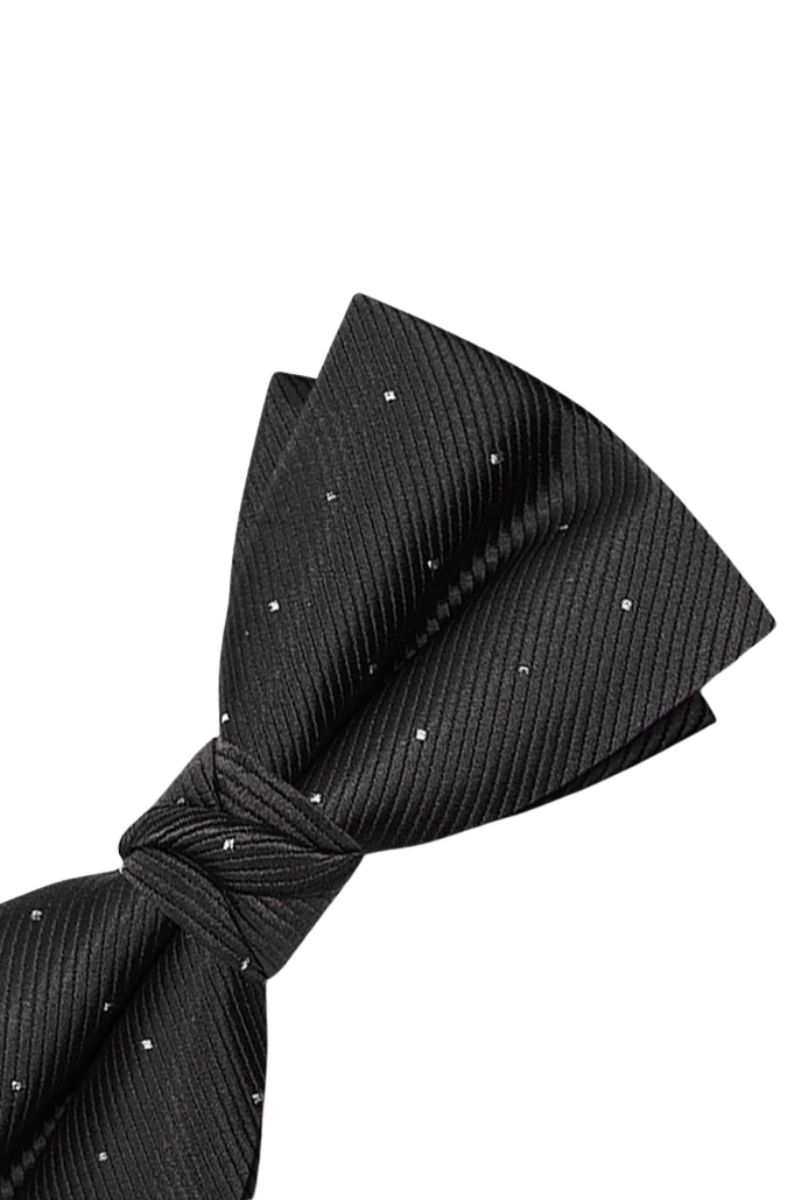 Black Elegant Polka Dots Pre-Tied Bow Tie