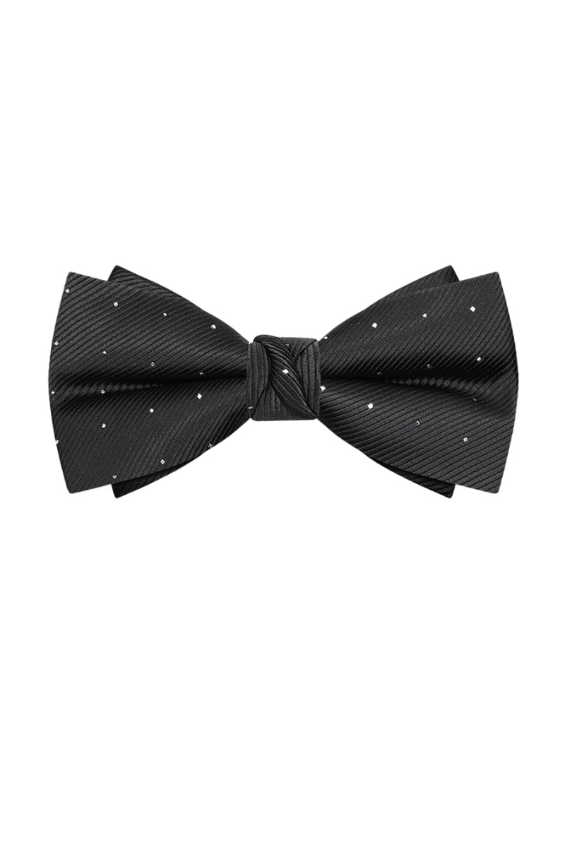 Black Elegant Polka Dots Pre-Tied Bow Tie