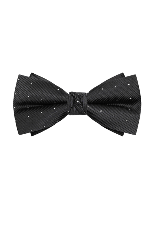 Black Elegant Polka Dots Pre-Tied Bow Tie