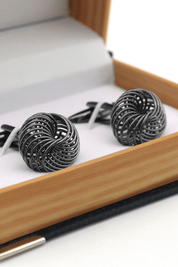 Irregular Twist Cufflinks With Black Carbon Fibre