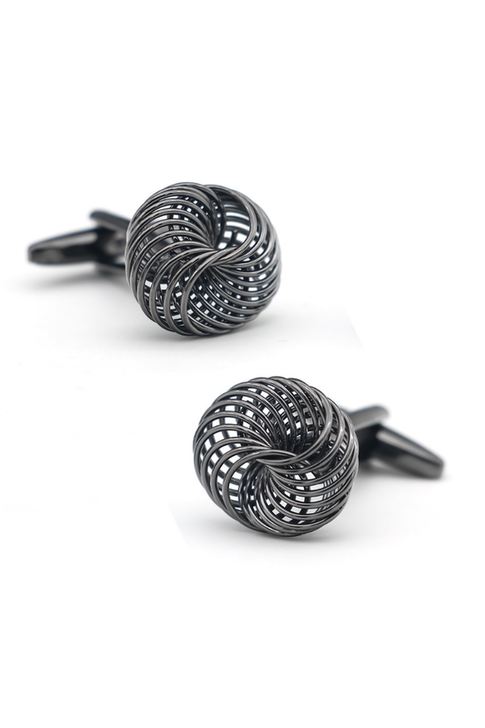 Irregular Twist Cufflinks With Black Carbon Fibre