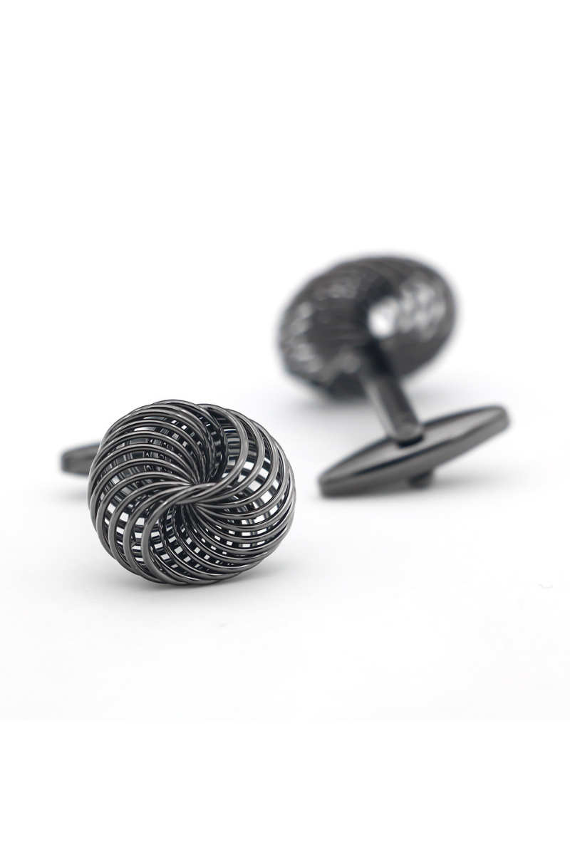 Irregular Twist Cufflinks With Black Carbon Fibre