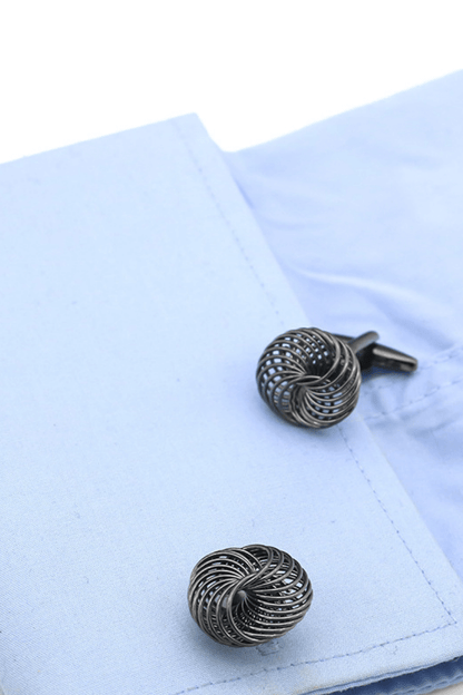 Irregular Twist Cufflinks With Black Carbon Fibre