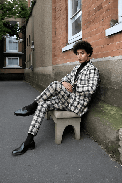 Black & Ivory Plaid Wool Suit