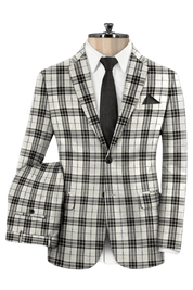 Black & Ivory Plaid Wool 3-Piece Suit