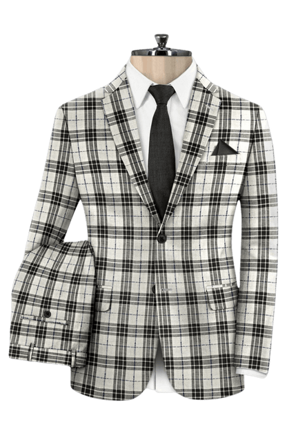 Black & Ivory Plaid Wool Suit