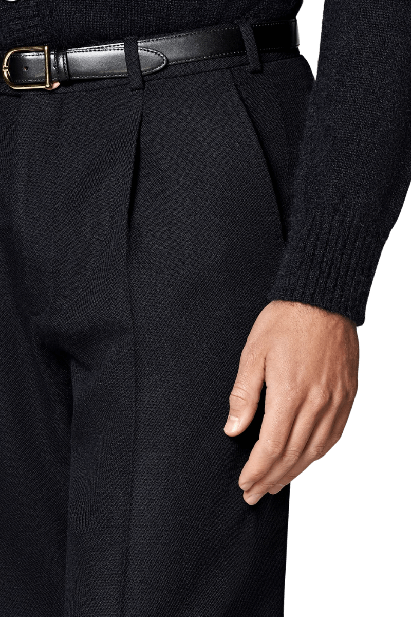 Black Modern Fit Wool Single Breasted Suit