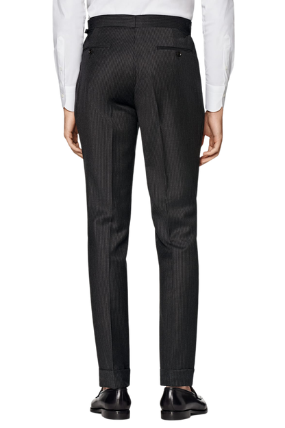 Black Stripe Wool Double Breasted Suit