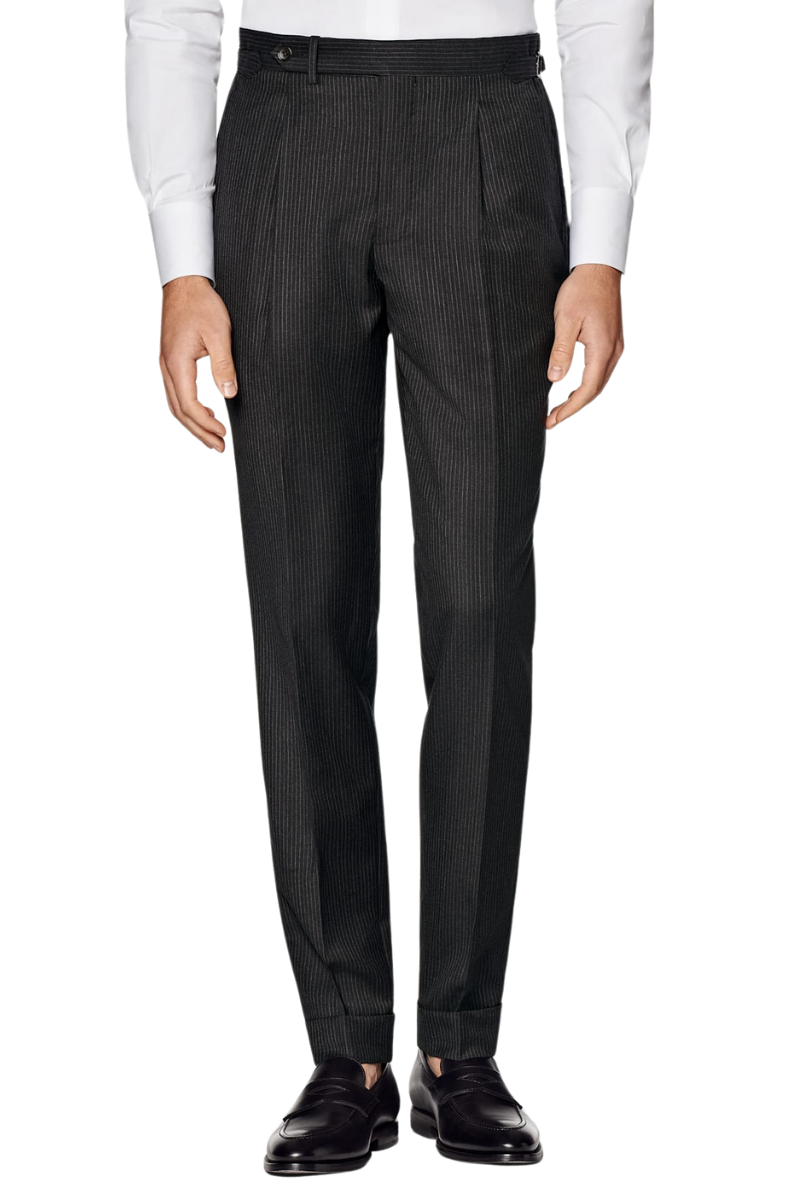 Black Stripe Wool Double Breasted Suit