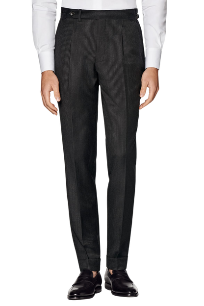 Black Stripe Wool Double Breasted Suit