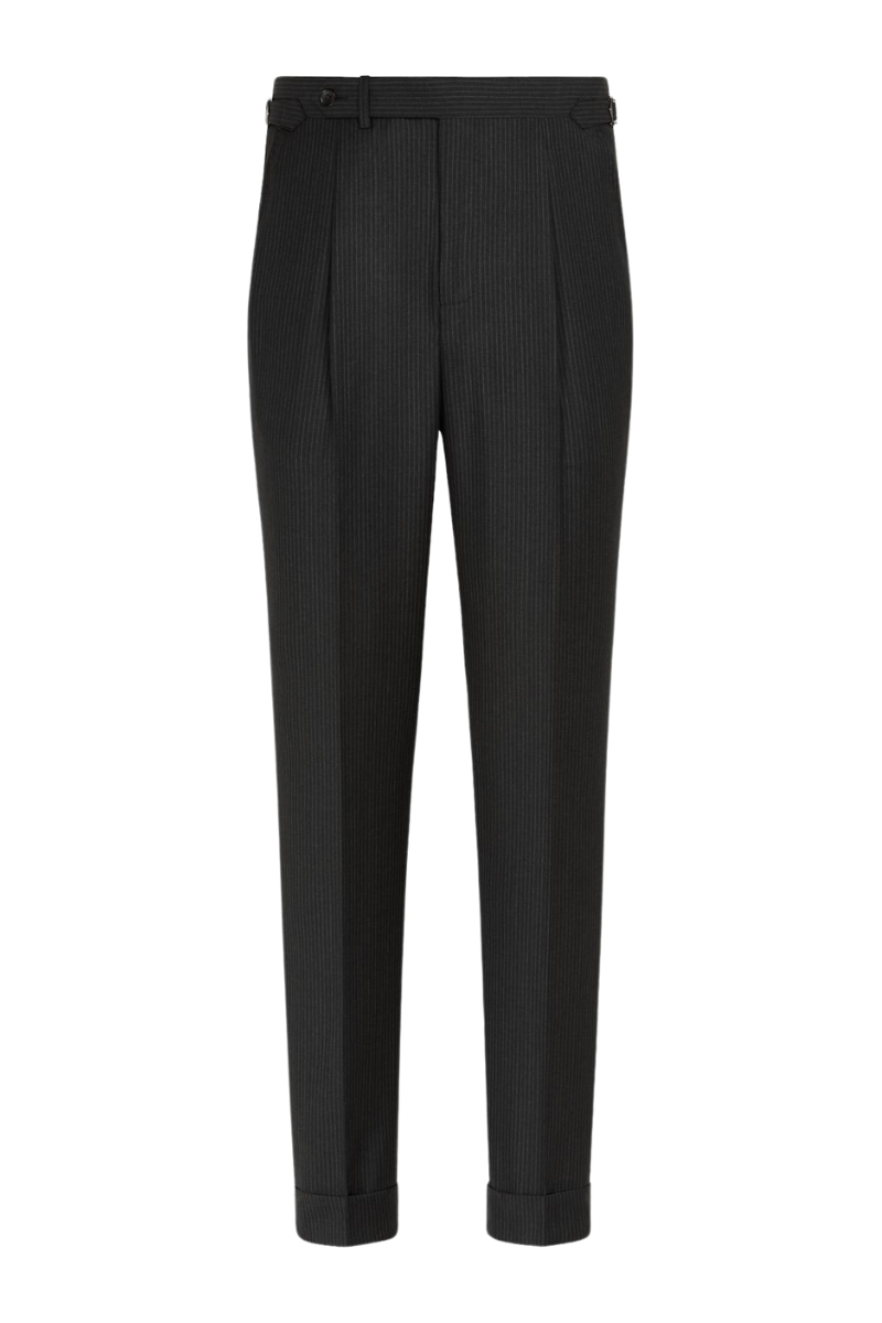 Black Stripe Wool Double Breasted Suit