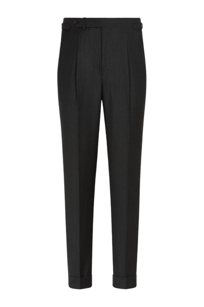 Black Stripe Wool Double Breasted Suit