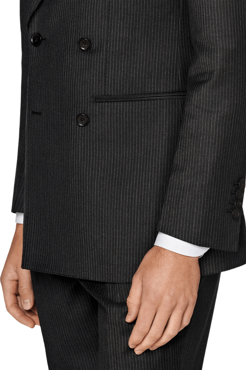 Black Stripe Wool Double Breasted Suit