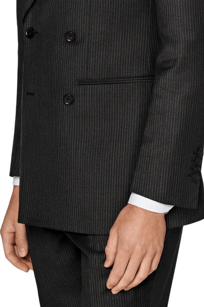 Black Stripe Wool Double Breasted Suit